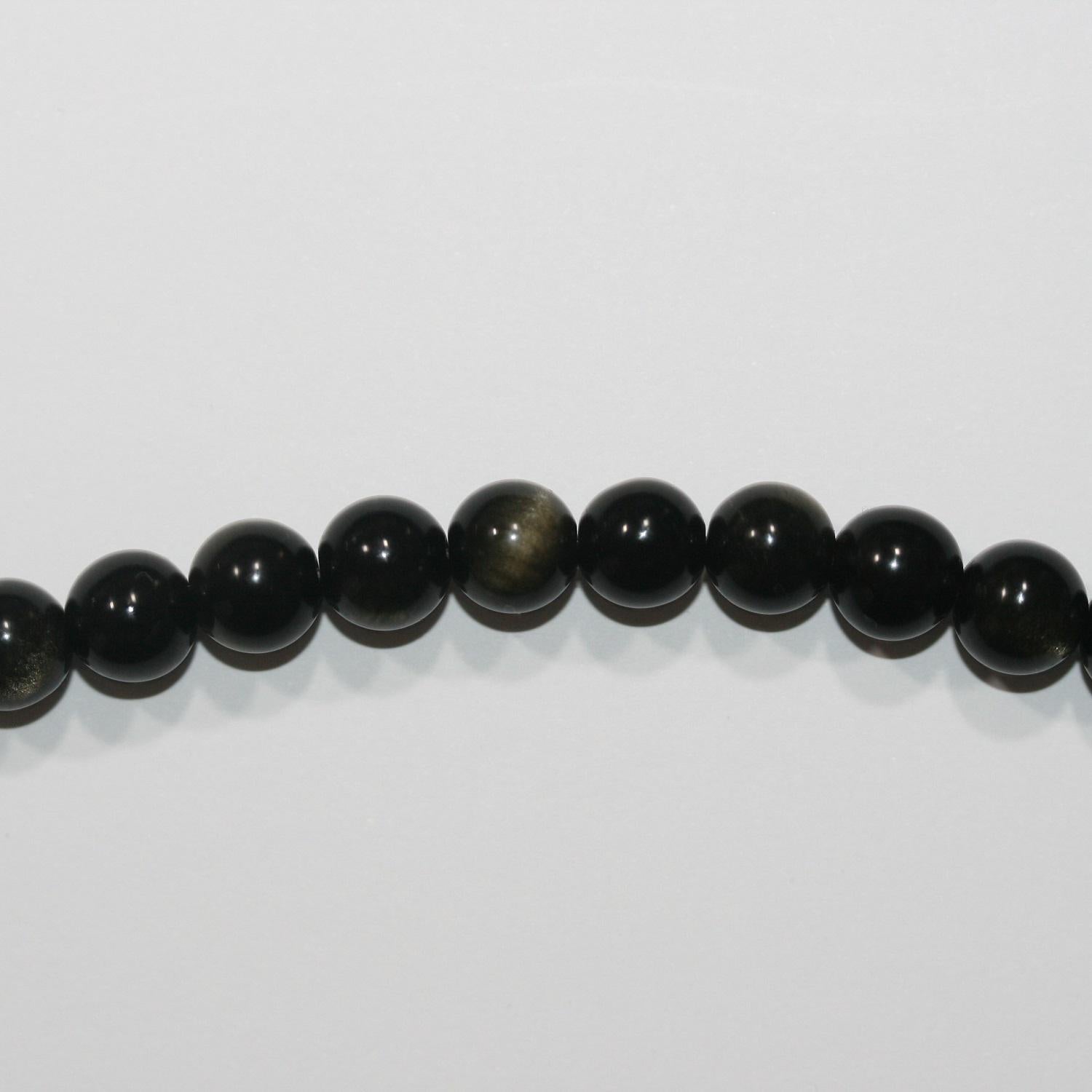 14" St  Gold Obsidian  Smooth Round Beads 6mm -Strand 38cm
