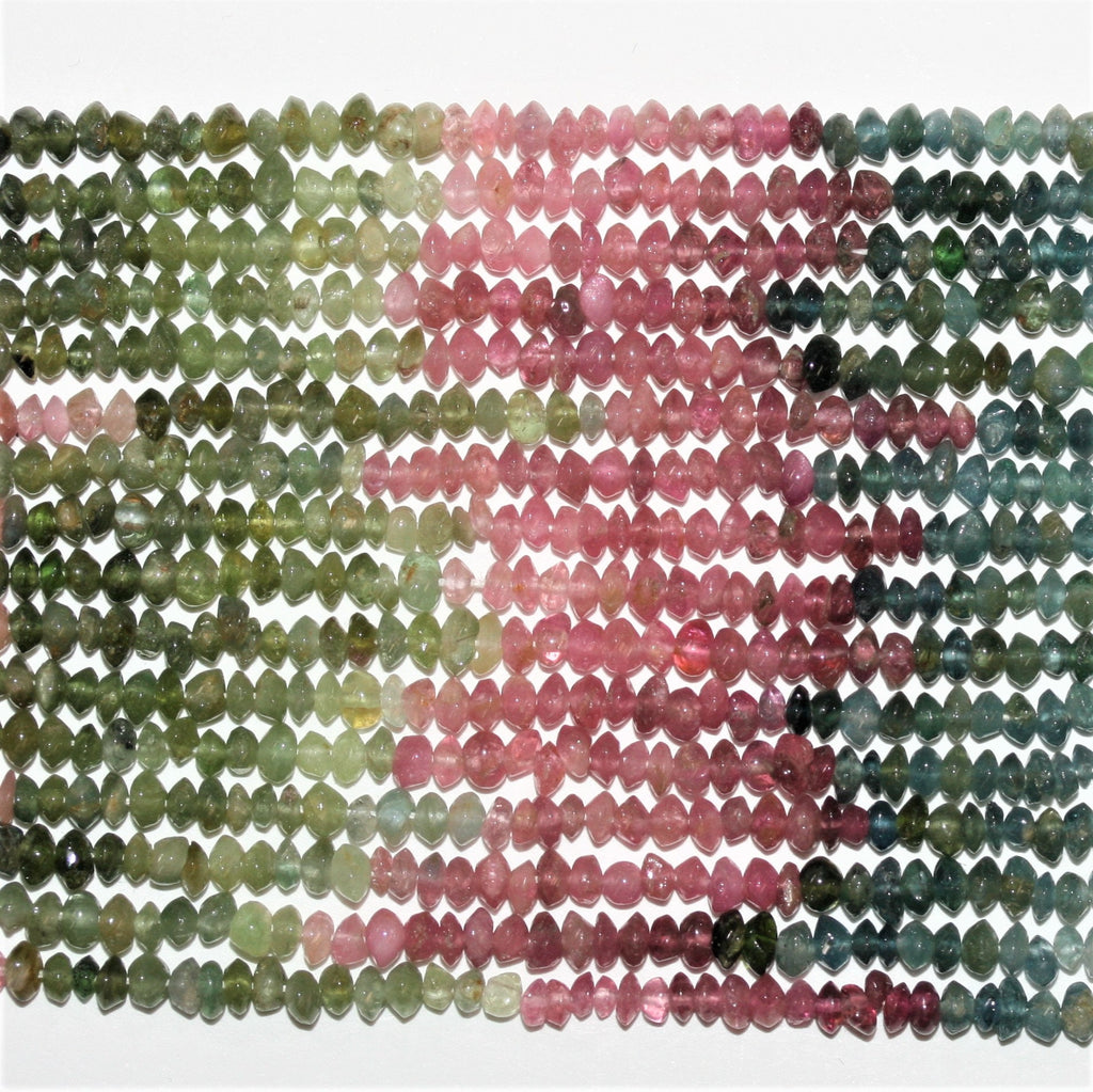 Perles rondelles lisses en tourmaline St 14" 3x1,5mm.-Rig 35cm.