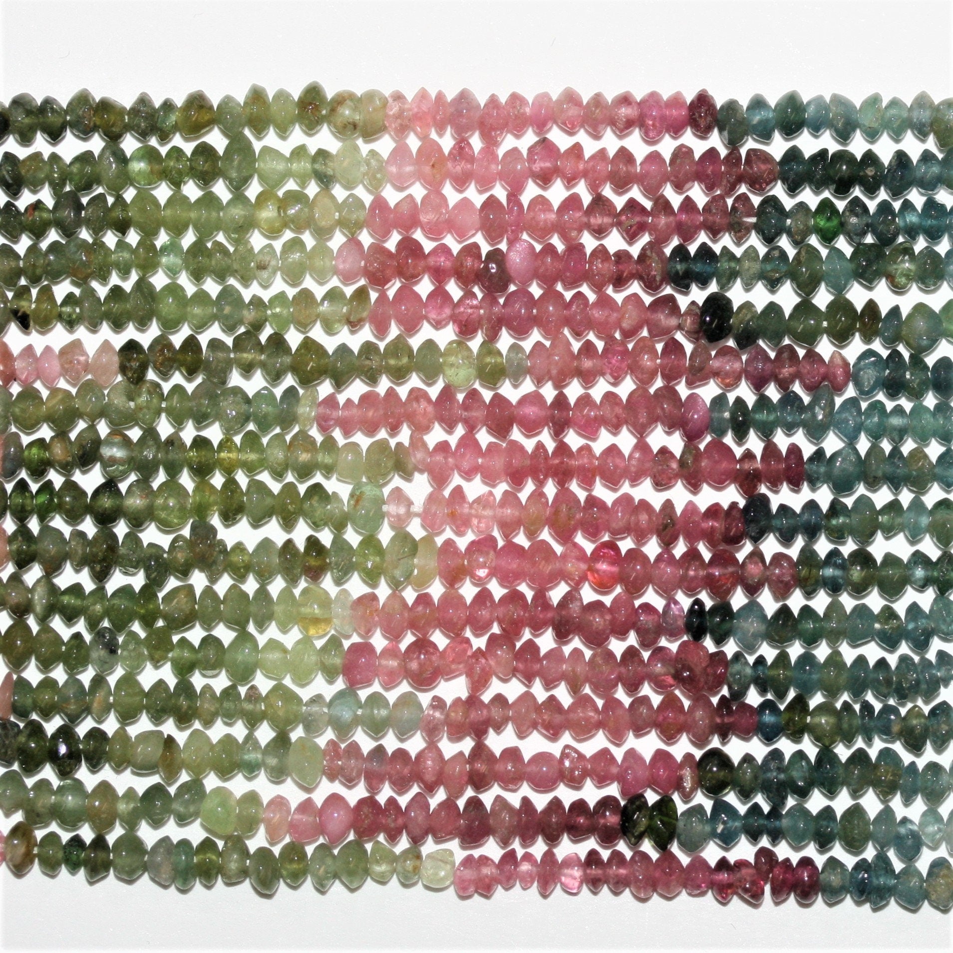 Perles rondelles lisses en tourmaline St 14" 3x1,5mm.-Rig 35cm.