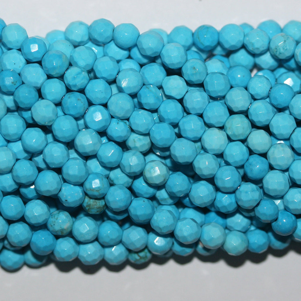 Perles rondes à facettes en turquoise St. de 15 pouces, 4-4,5 mm. - Fil de 39 cm.