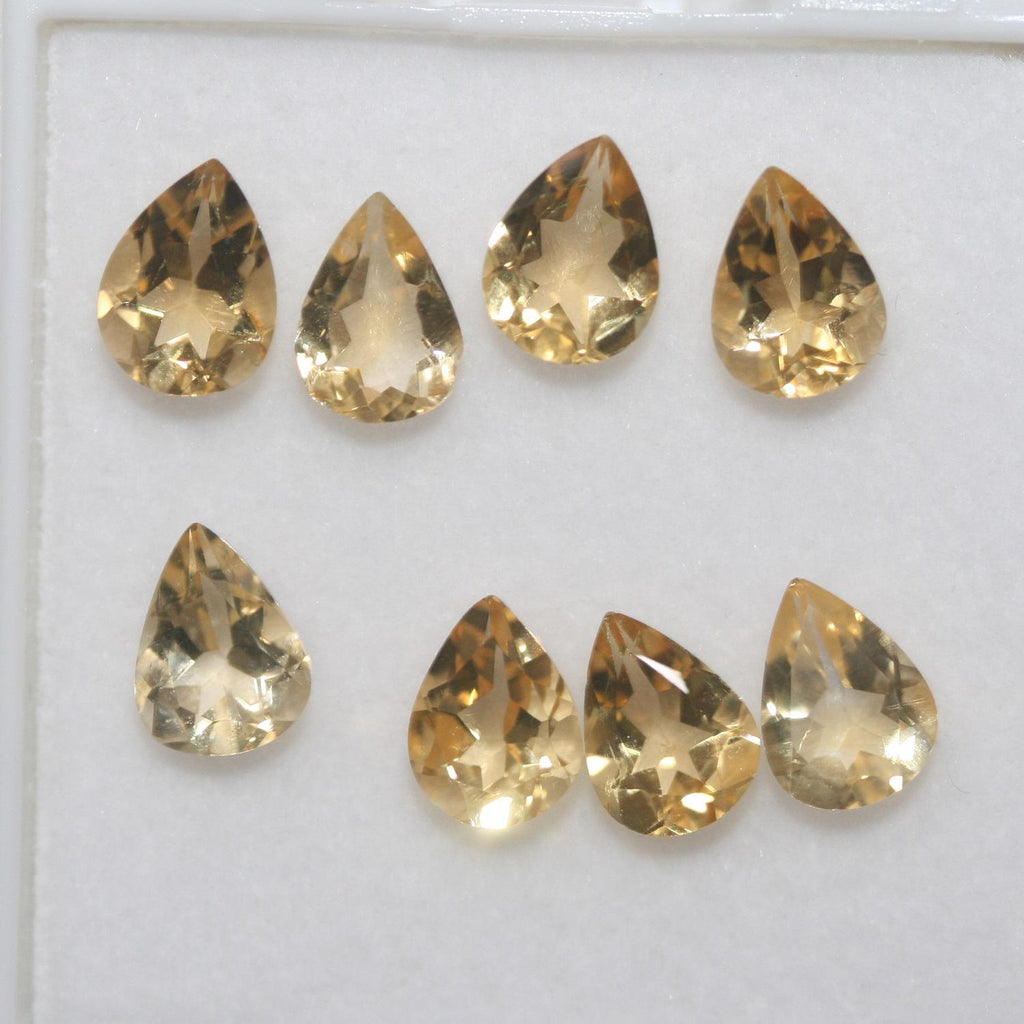 Lote de 8 gotas de citrino facetadas de 8 x 6 mm. (8 piezas).