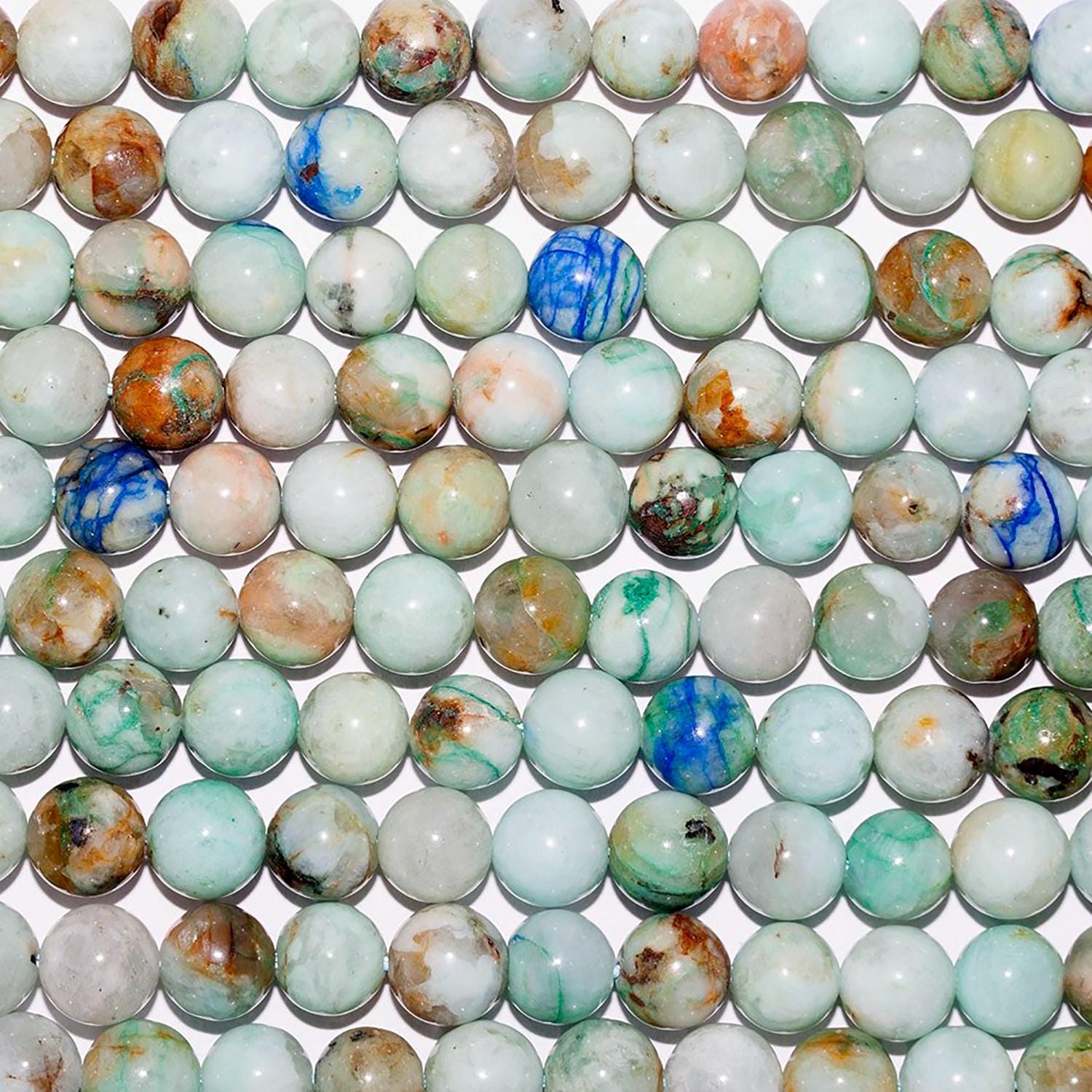 Perles rondes lisses en opale péruvienne St, 8 mm, 40 cm (16 pouces) de long.