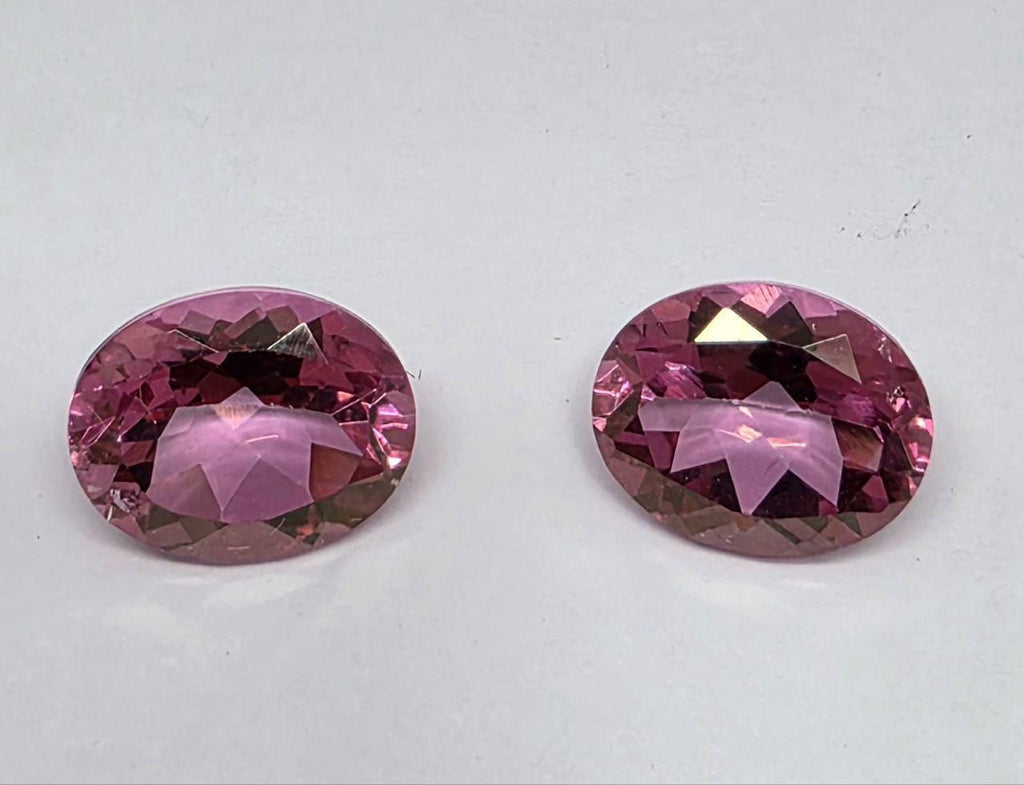 1 Pair AAA Pink Topaz Faceted Oval 10x8mm - Gems Gemstones Wholesale