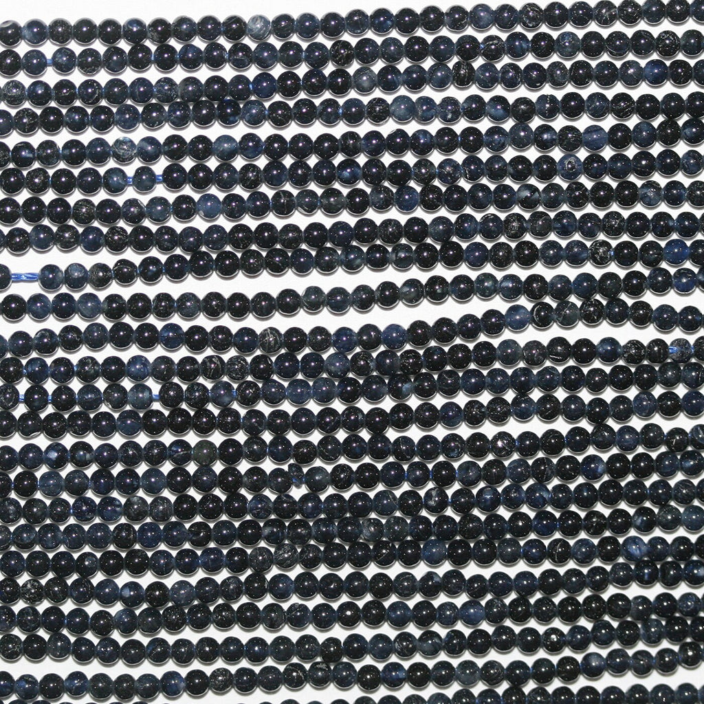 Perles rondes lisses en saphir de 15 pouces, 2 mm, brin de 39 cm.