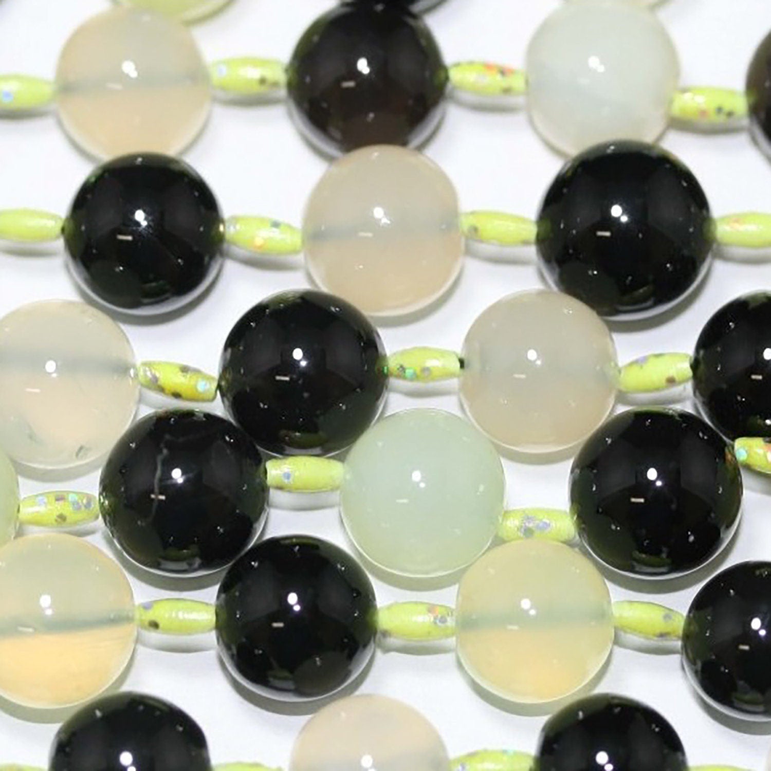 Perles rondes lisses en calchédoine vert-noir de 20 cm (8 pouces), 10-11 mm - Fil de 20 cm