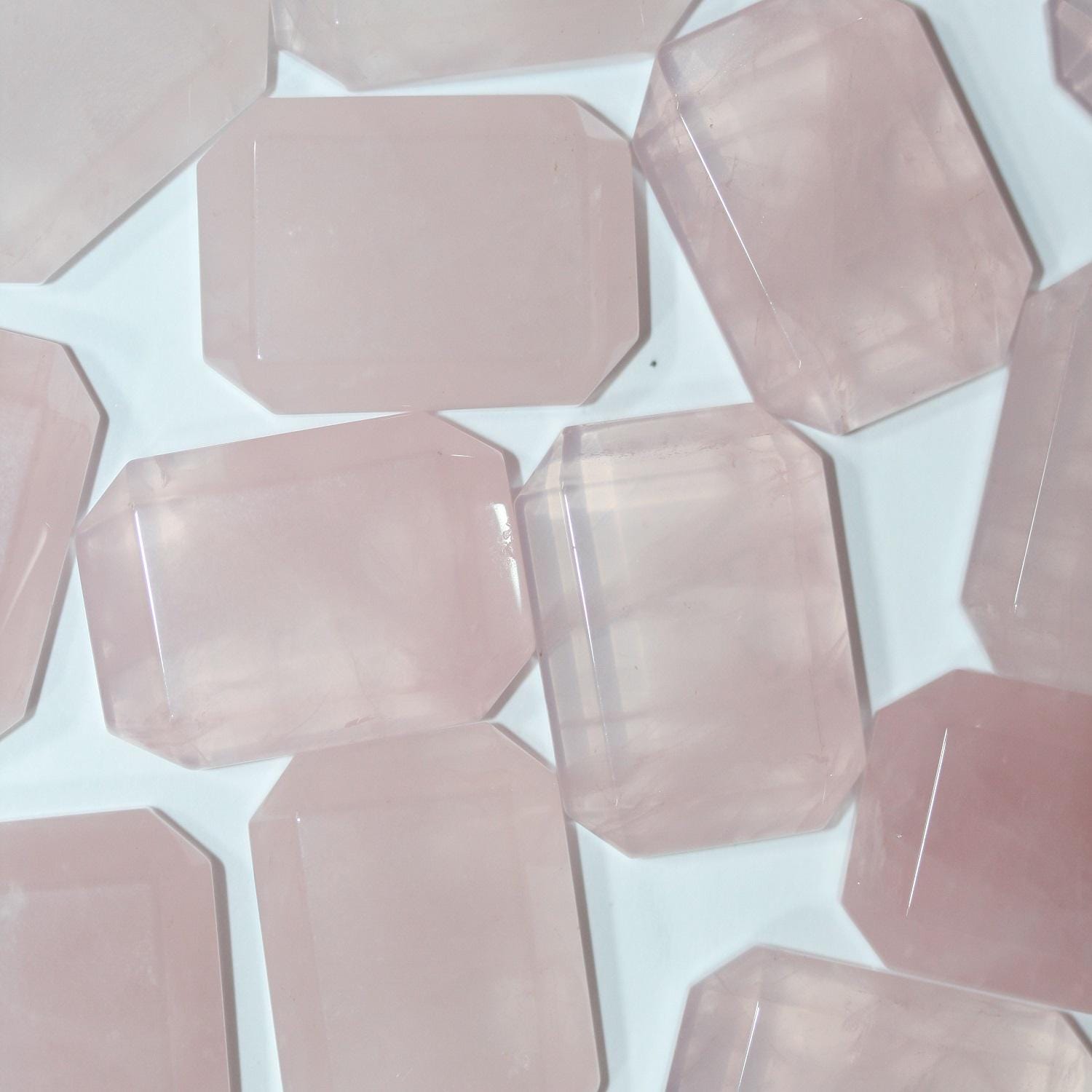 1 Pcs Rose Quartz Rectangle Facteted Octagon 29x22mm Approx. Flat Back. Without Cullet