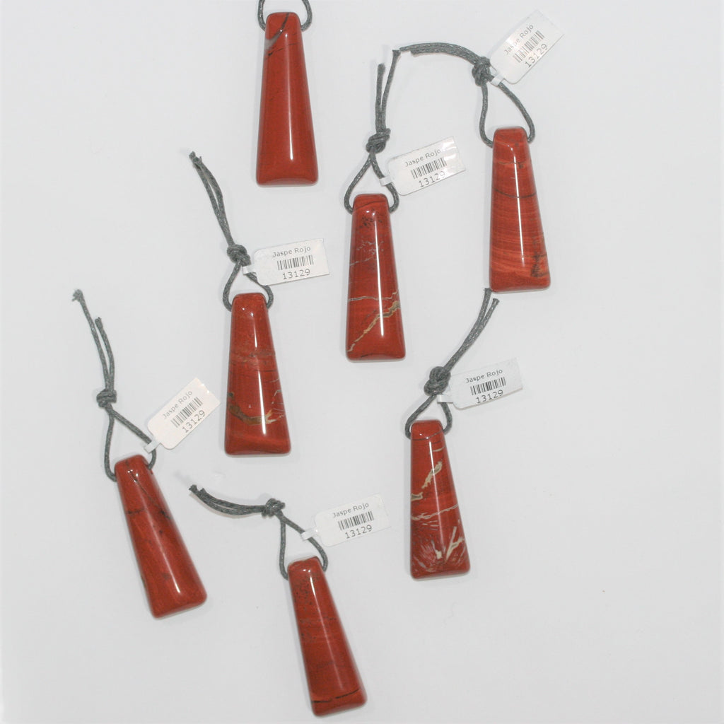 Colgante rectangular de jaspe rojo (45 x 17 mm aprox.) (Diferentes estilos y tamaños)