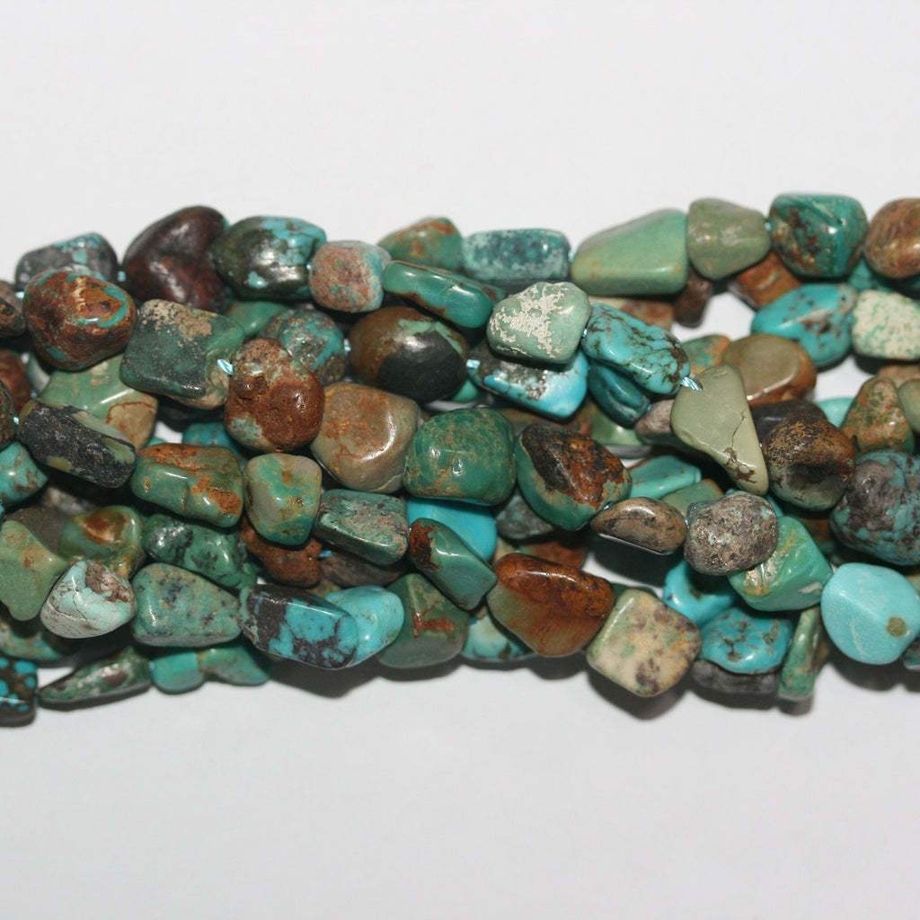 Cuentas irregulares lisas de turquesa de 16", 8-10 mm (aprox.), tira de 40 cm