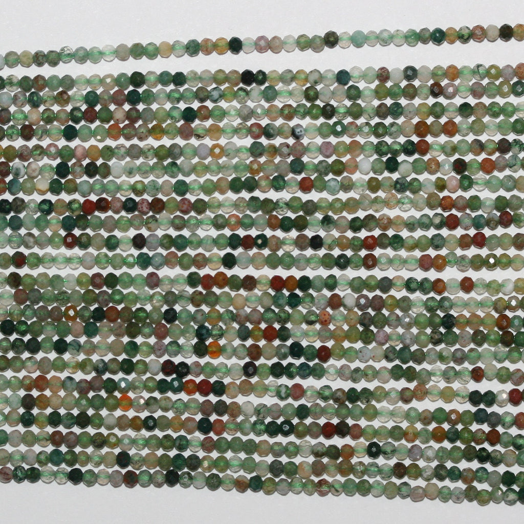 Perles rondelles à facettes en agate indienne St, 15 pouces, 2 x 1 mm, longueur 39 cm.