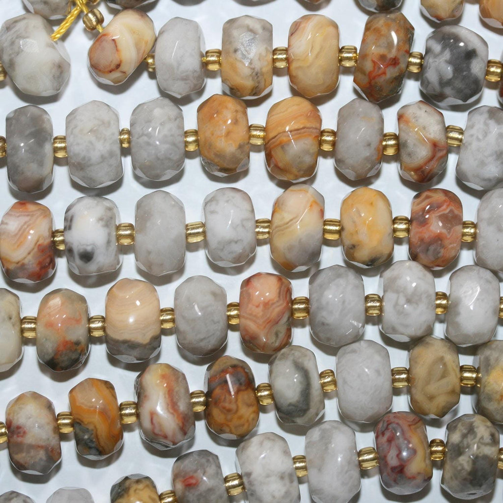 Cuentas redondas facetadas de ágata St Crazy de 16" de 11 x 6 mm, hilo de 40 cm.