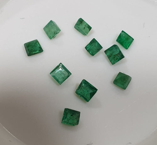 10 Pcs Emerald Lot Square 2.2-2.4 mm -Tiny Emeralds-Natural Gemstones- African Emerald Lot