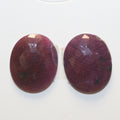 1 Pair Natural Untreated Ruby 17x14mm Cabochons Faceted Oval 20.35 ct- Natural Gemstones Jewelry Supplier