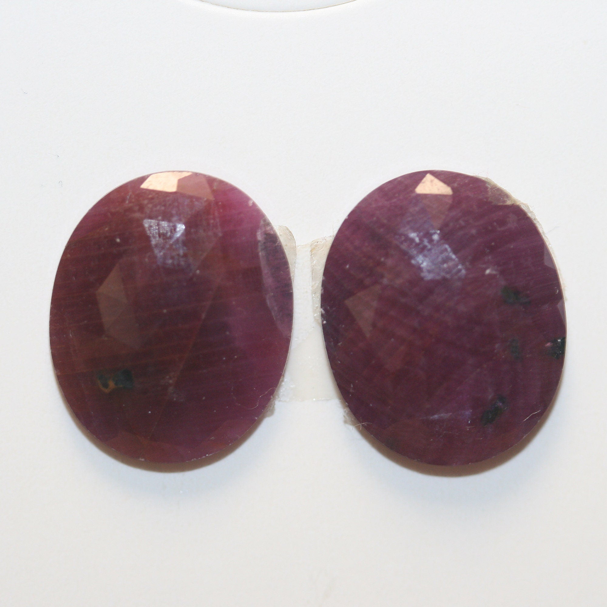 1 Pair Natural Untreated Ruby 17x14mm Cabochons Faceted Oval 20.35 ct- Natural Gemstones Jewelry Supplier