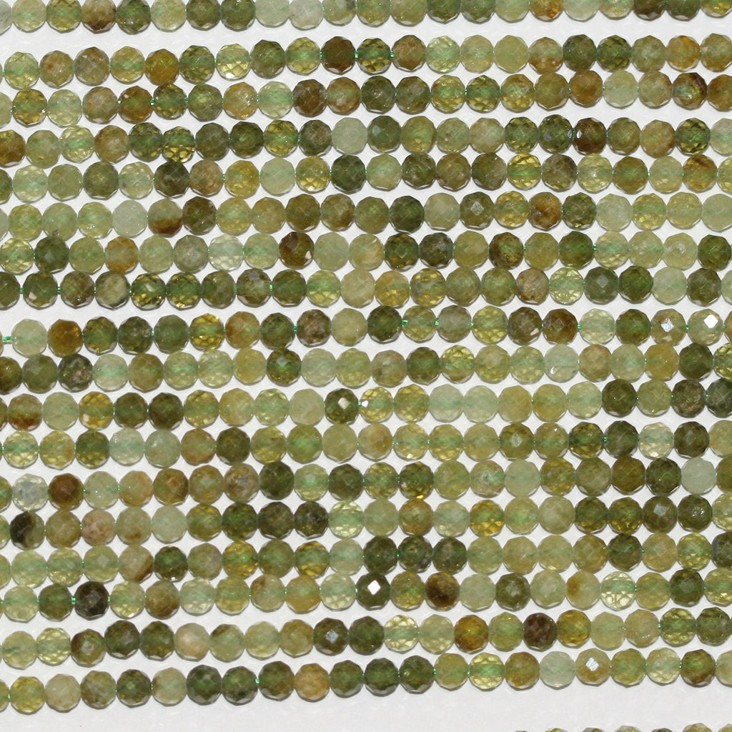 Collier de perles rondes à facettes en grenat grossulaire, 3,5-4 mm, 39 cm