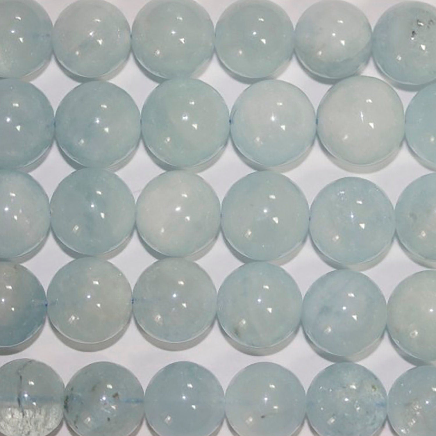 Cuentas redondas de aguamarina de 16" de 14-16 mm - Hilo de 40 cm.