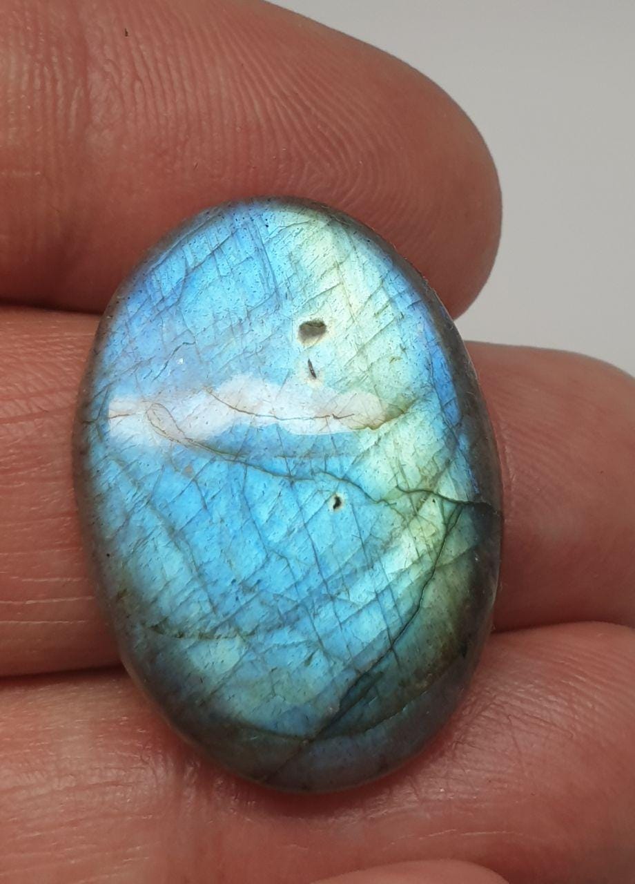 Blue Fire Labradorite Cabochon Spectrolite Oval  Cabochon 28x20mm 27.2 ct One Of A Kind