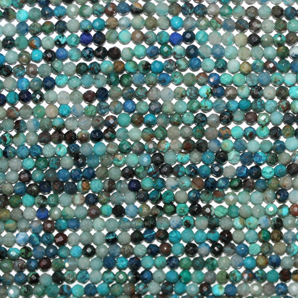 Cuentas redondas facetadas de turquesa de 16" (2,5 mm) - Hilo de 40 cm