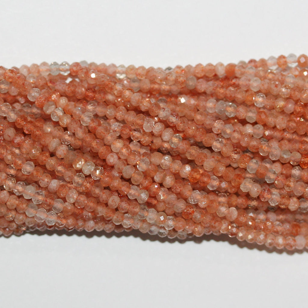 Perles rondelles à facettes en pierre de soleil St 15" 3x2mm.-Rig 39cm.