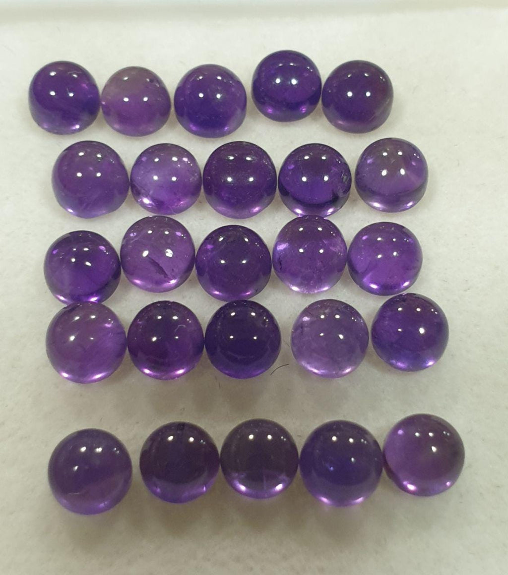 Lote de 25 cabujones redondos de amatista de 4 mm (25 piezas)