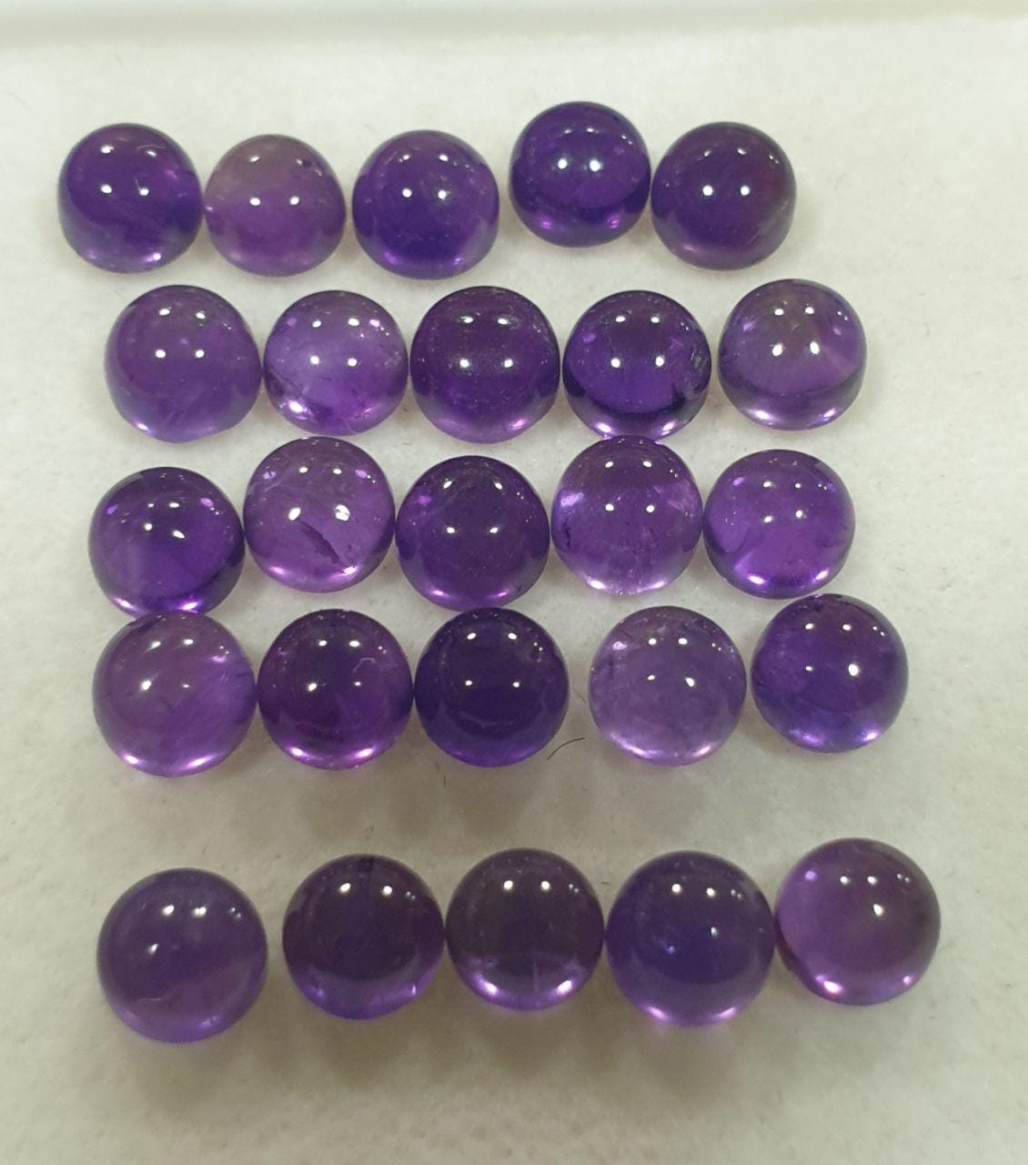 Lote de 25 cabujones redondos de amatista de 4 mm (25 piezas)
