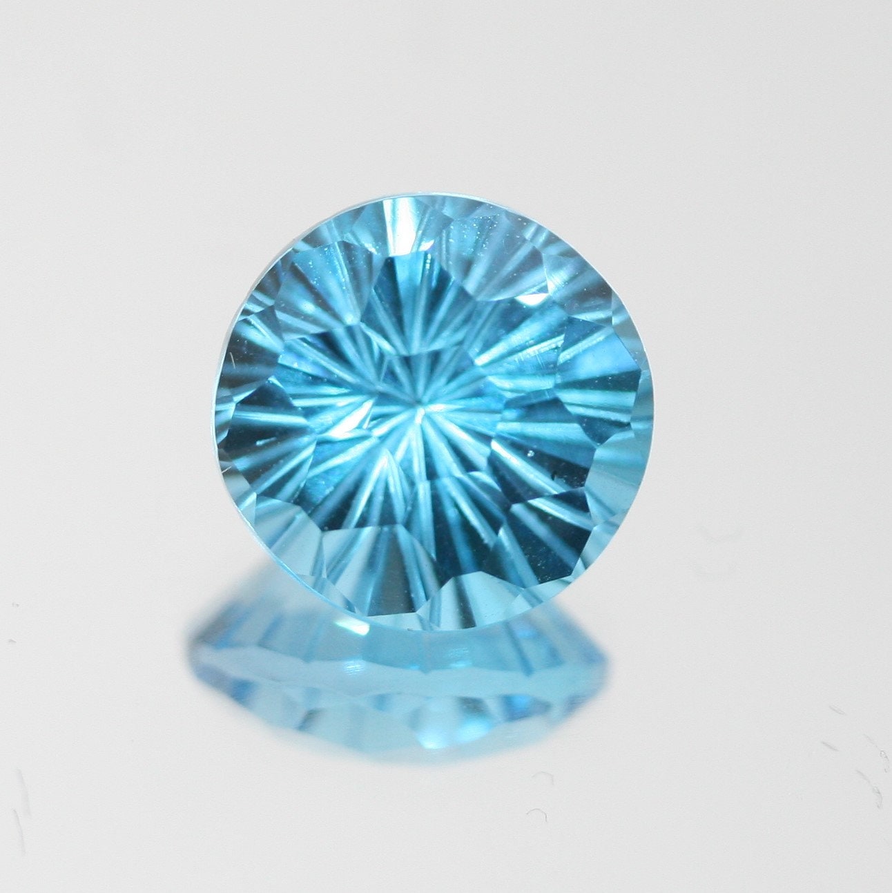 AAA One Of A kind Faceted Carved Round Swiss Topaz  11.5mm. (7.63ct.) - Stone Unique Carving - Really Fancy Shape
