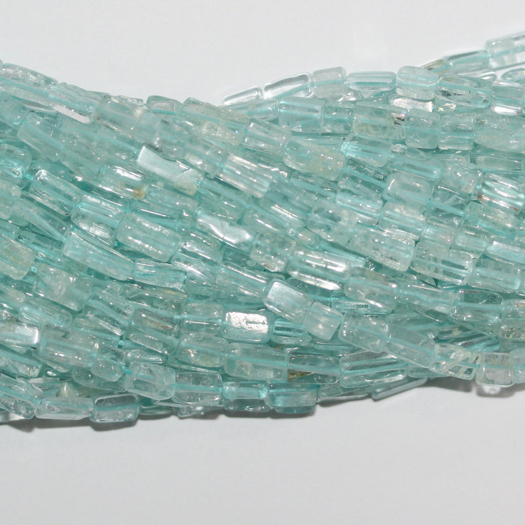 14" St Aquamarine Smooth Brick Prism Beads 7x4mm.Approx.-Strand 37cm.