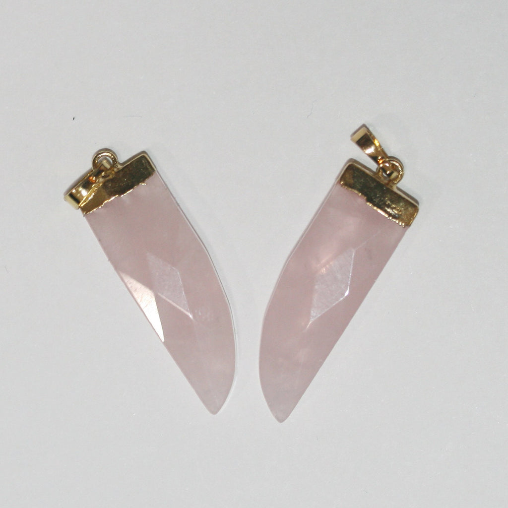 Pendentif bâtonnet à facettes en quartz rose 30x10mm.( 1 pièce )