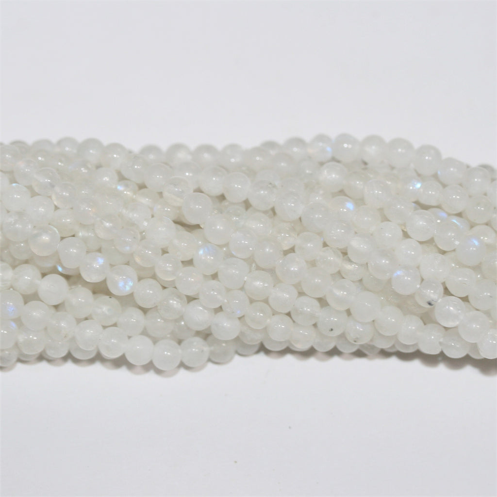 13" St Moonstone Smooth Round Beads 4-4.5mm -Strand 34cm.