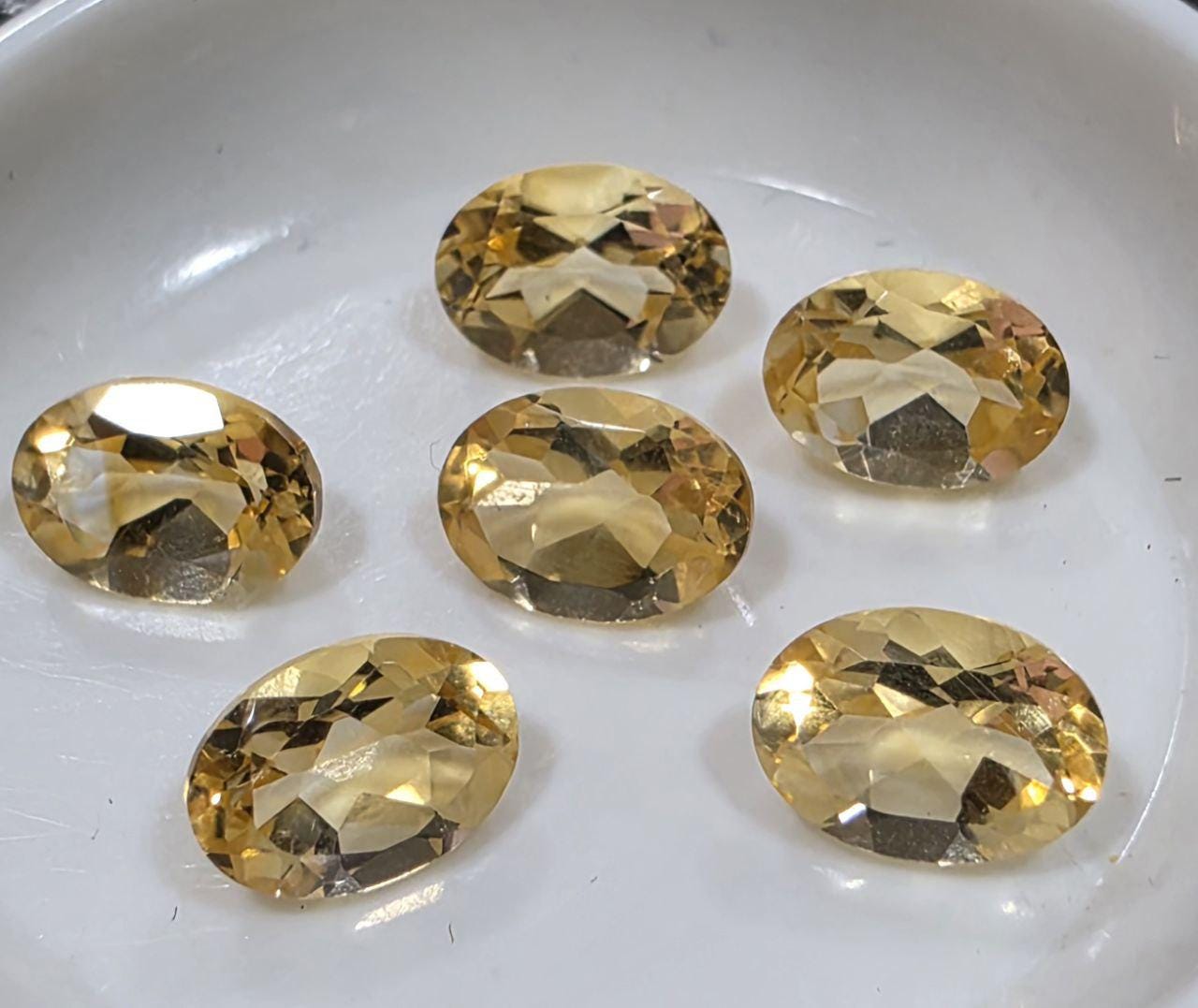 Lote de citrino facetado ovalado de 7 x 5 mm (6 piezas). Piedras preciosas sueltas, precio al por mayor.