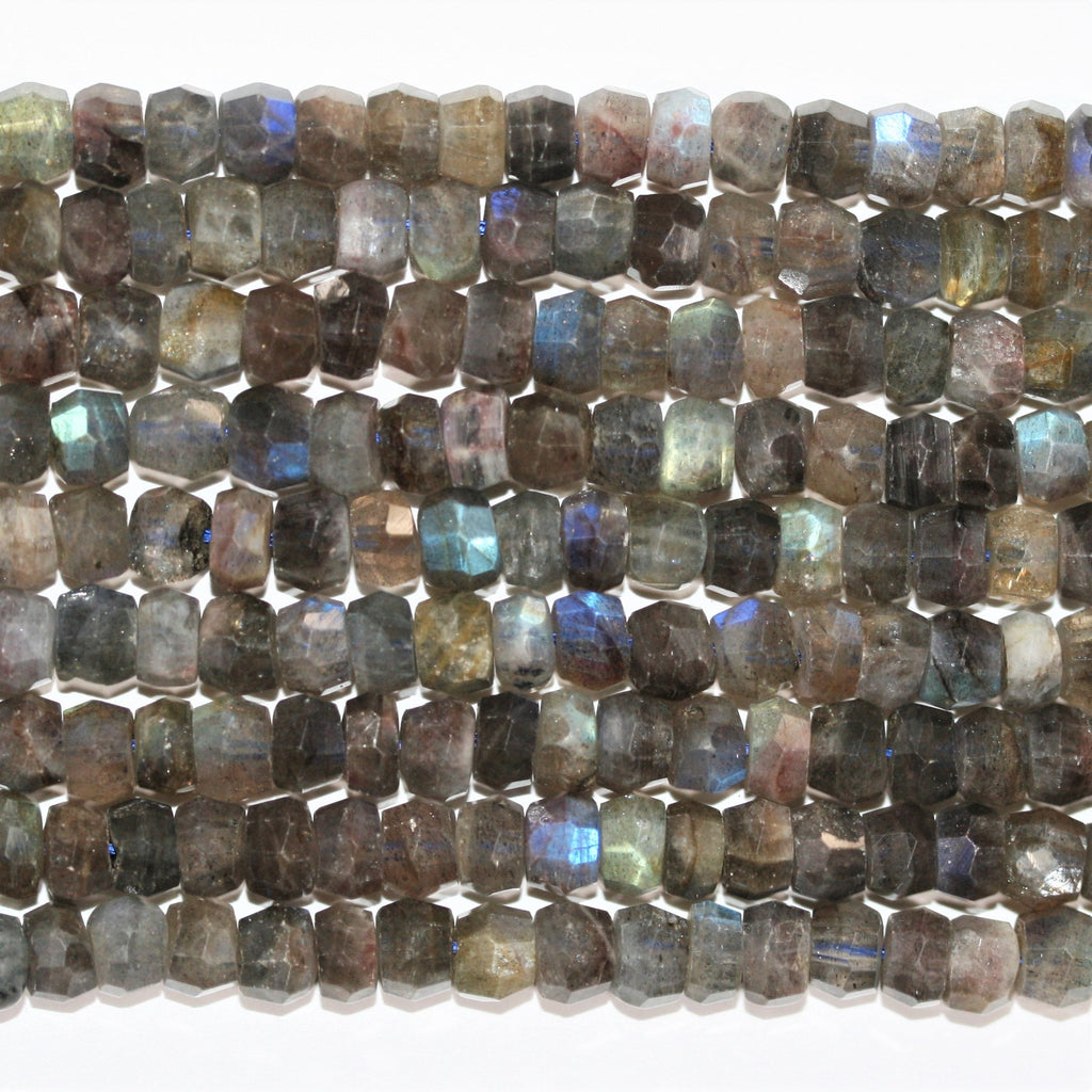 Cuentas redondas facetadas de labradorita de 16" de Santa 6 x 4 mm - Hilo de 41 cm.