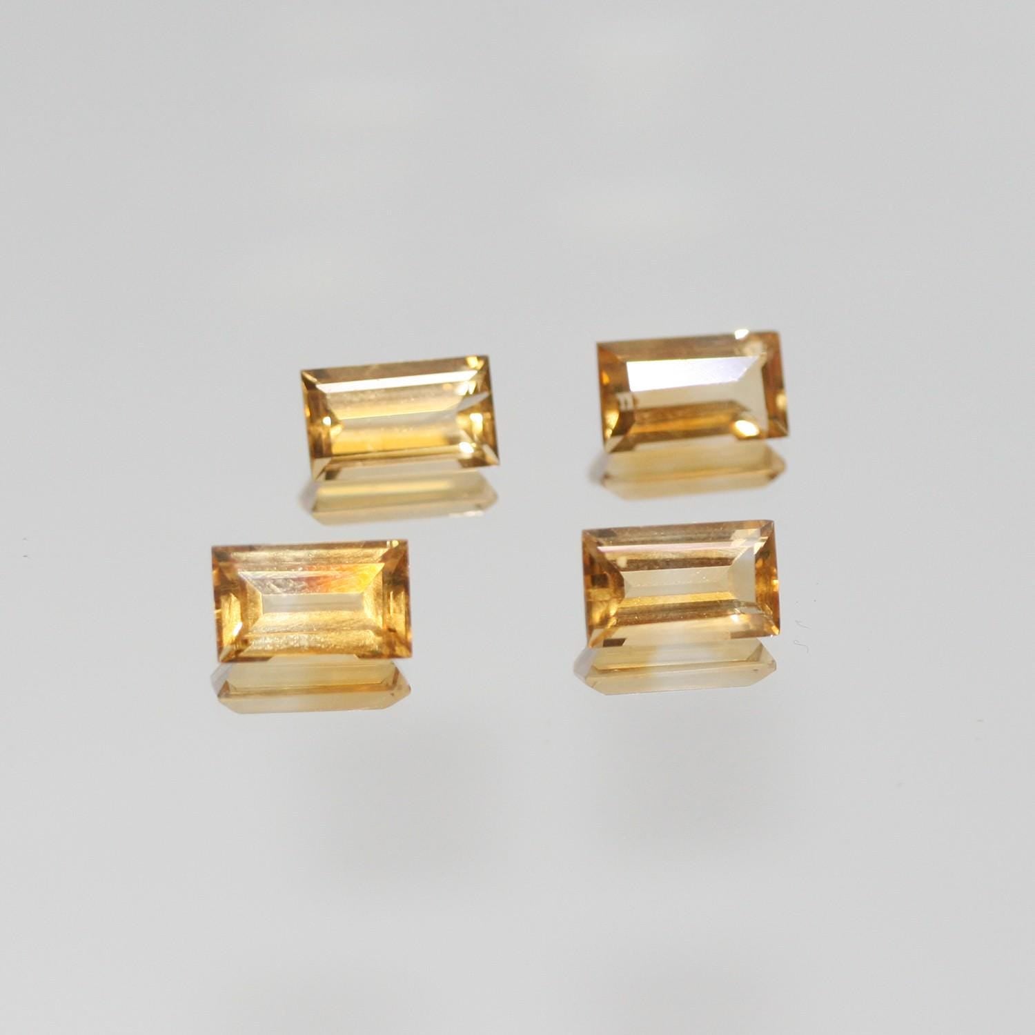Lote de 4 piezas de citrino facetado rectangular de 10 x 6 mm. (4 piezas). - Artículo: 350LO