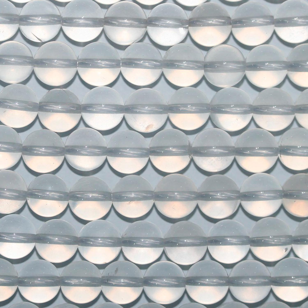 Cuentas redondas lisas opacas de cuarzo cristal de roca de 16" (8 mm) - Hilo de 40 cm