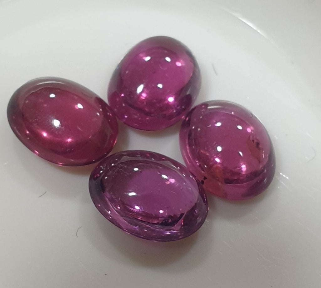 Rhodolite Garnet Lot Oval Cabochon 6-6.5x5.5mm. (4pcs.)  -Gemstone Parcels-Loose Stones Wholesale Price