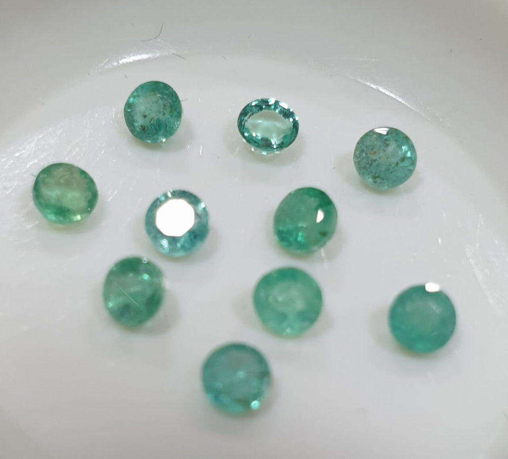 Lote de esmeraldas facetadas redondas de 3 mm (10 piezas) - Paquetes de piedras preciosas - Piedras sueltas al por mayor - Gemas naturales