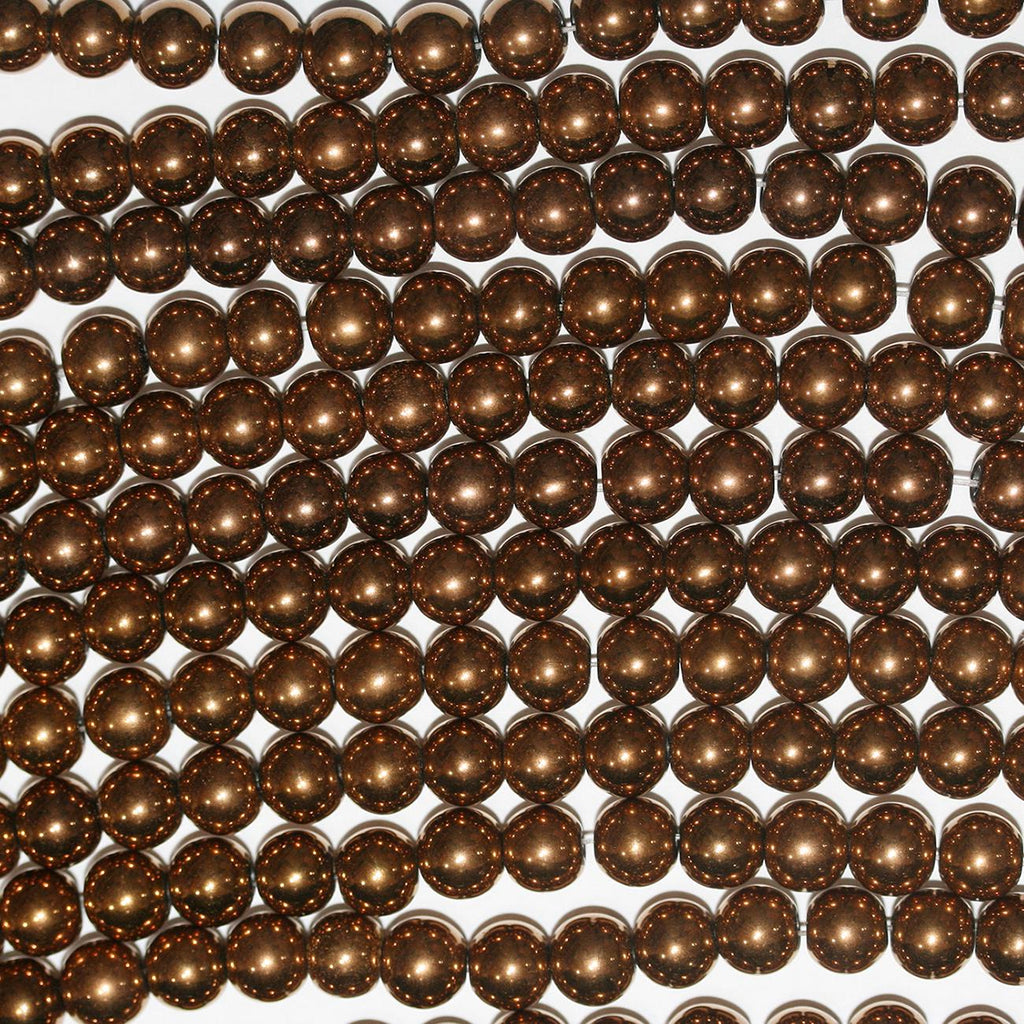 Perles rondes en hématite St Brown de 16 pouces, 6 mm, brin de 40 cm.