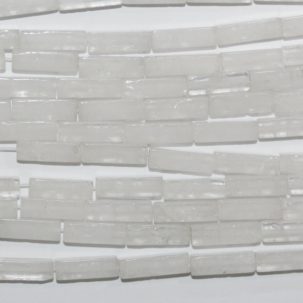15" St Rock Crystal Quartz Smooth Brick Prism Beads 13x4mm.-Strand 39cm