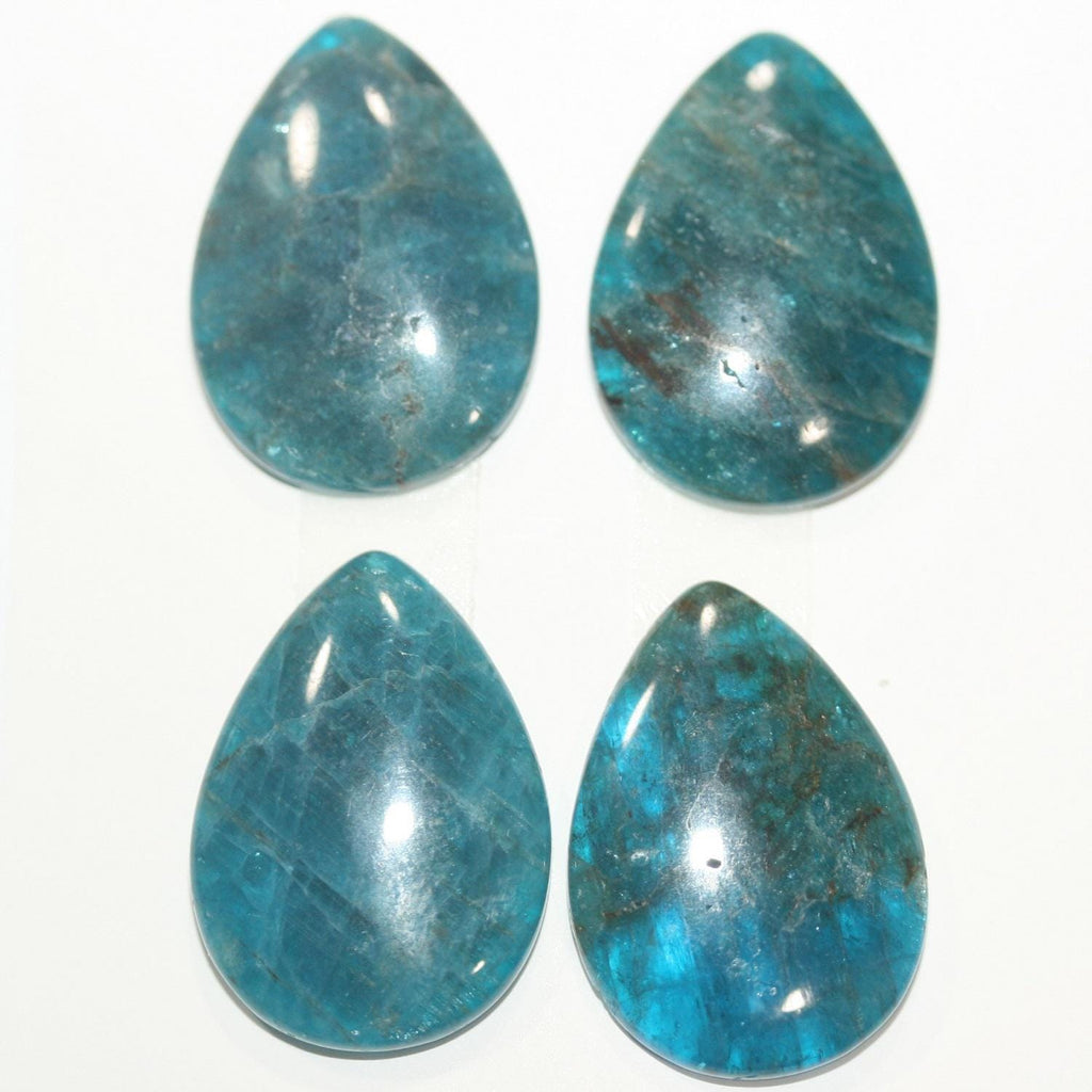 Lote de 4 cabujones de apatita azul lisos de 25 x 18 mm. (4 piezas).