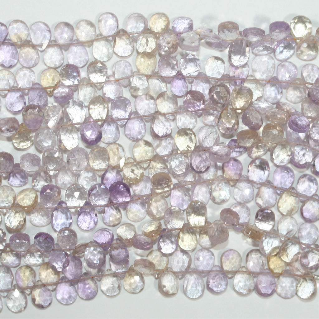 Cuentas de gota facetadas de ametrina Santa de 7" de 7 x 5 mm - Hilo de 17 cm.