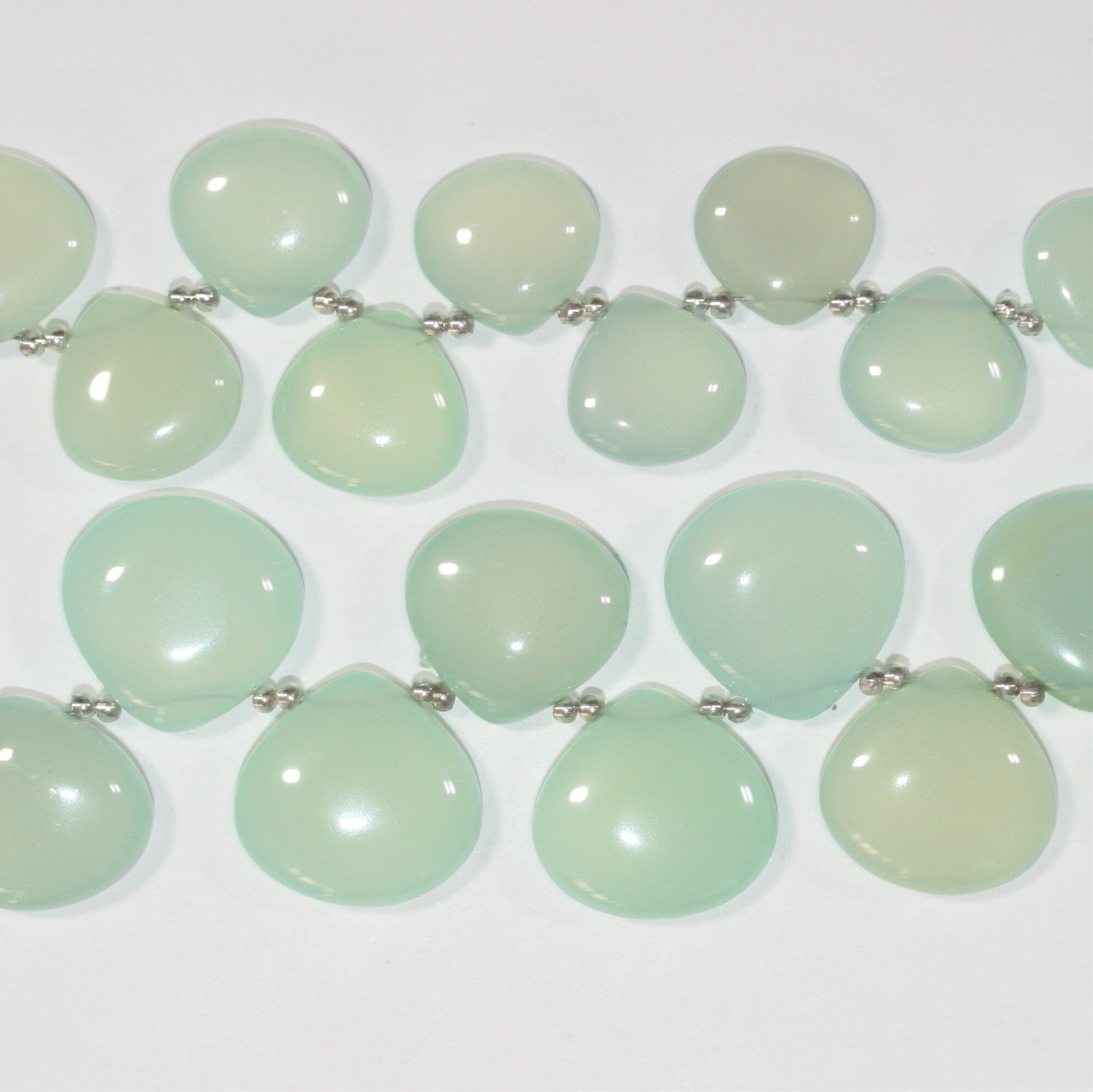 Cuentas lisas de calcedonia azul verdosa de 18 cm (7"), 15-20 mm (tira de 18 cm)