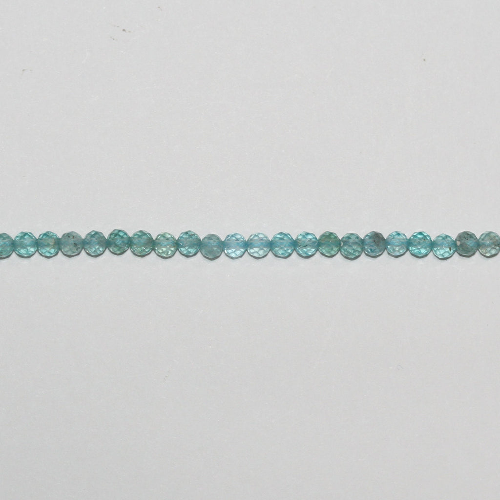 16" Perles rondes à facettes en apatite St 3,5 mm.-Rig 39 cm.