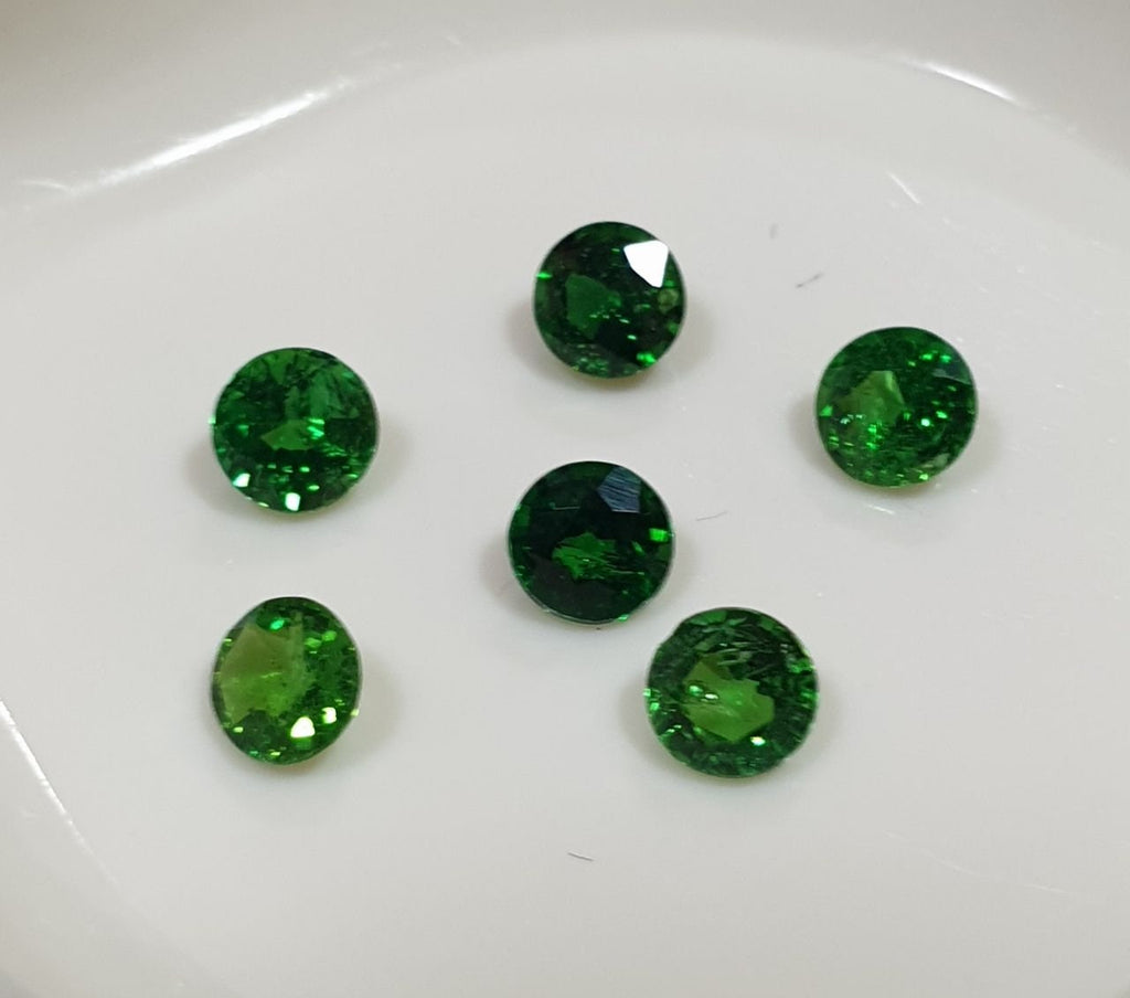 Turmalina cromada calibrada AAA, corte brillante redondo de 3-3,2 mm, lote de 6 piezas, turmalina verde - Gemas genuinas - Color natural sin tratar