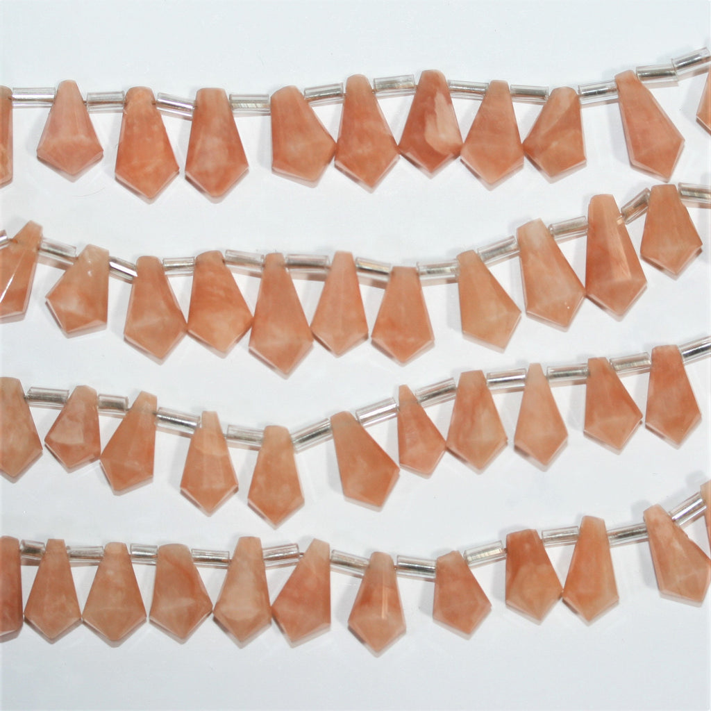 Cuentas facetadas de piedra lunar marrón claro de 6" St 13x7 mm - Hilo de 15 cm.