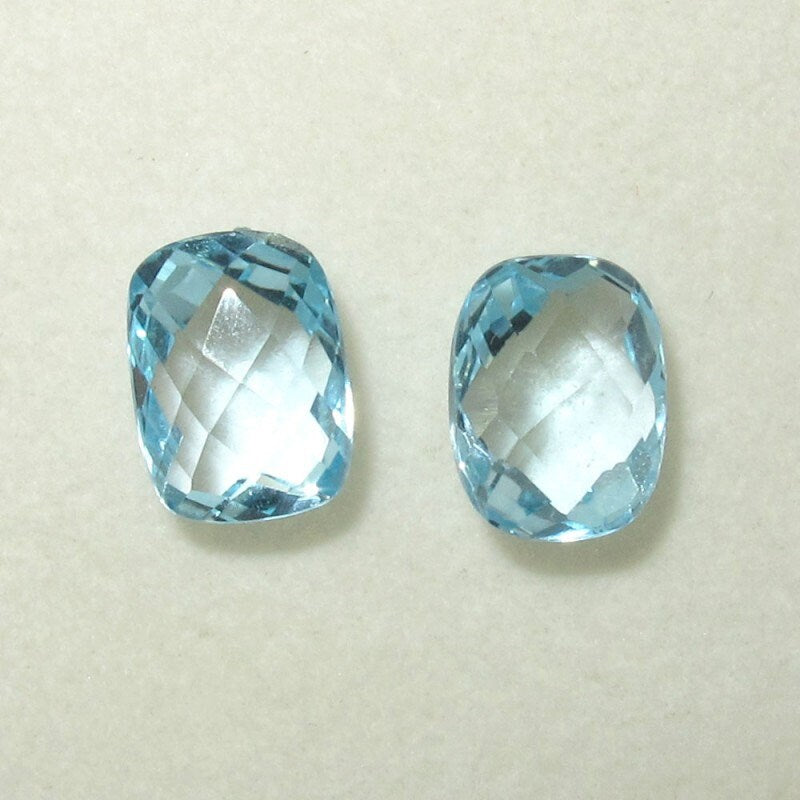 1 Pair Sky Blue Topaz Faceted Rectangular 8x6 mm Briolette Cut -1 pair