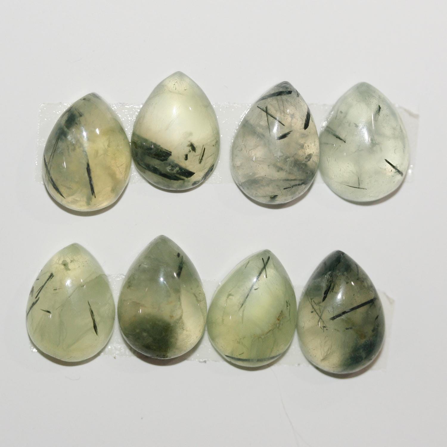 Lote de 8 cabujones de prehnita en forma de gota, 13 x 10 mm (8 unidades)