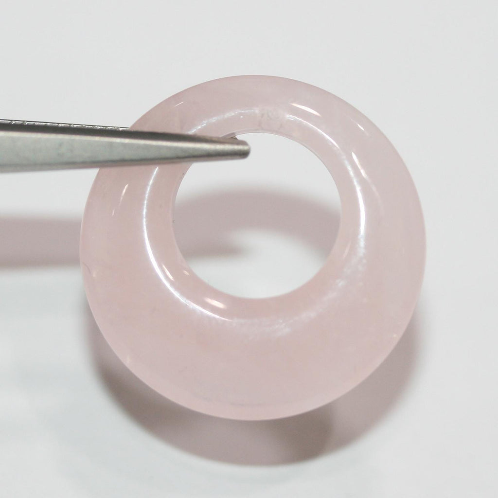 Pendentif rond lisse en quartz rose 25 mm