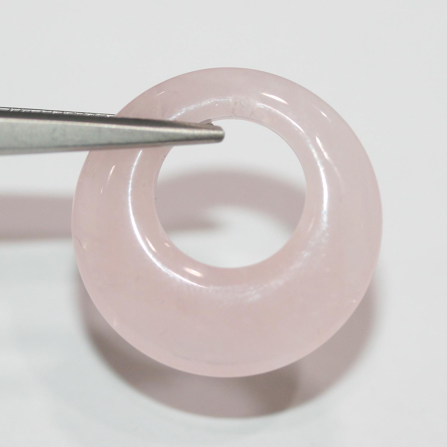 Pendentif rond lisse en quartz rose 25 mm