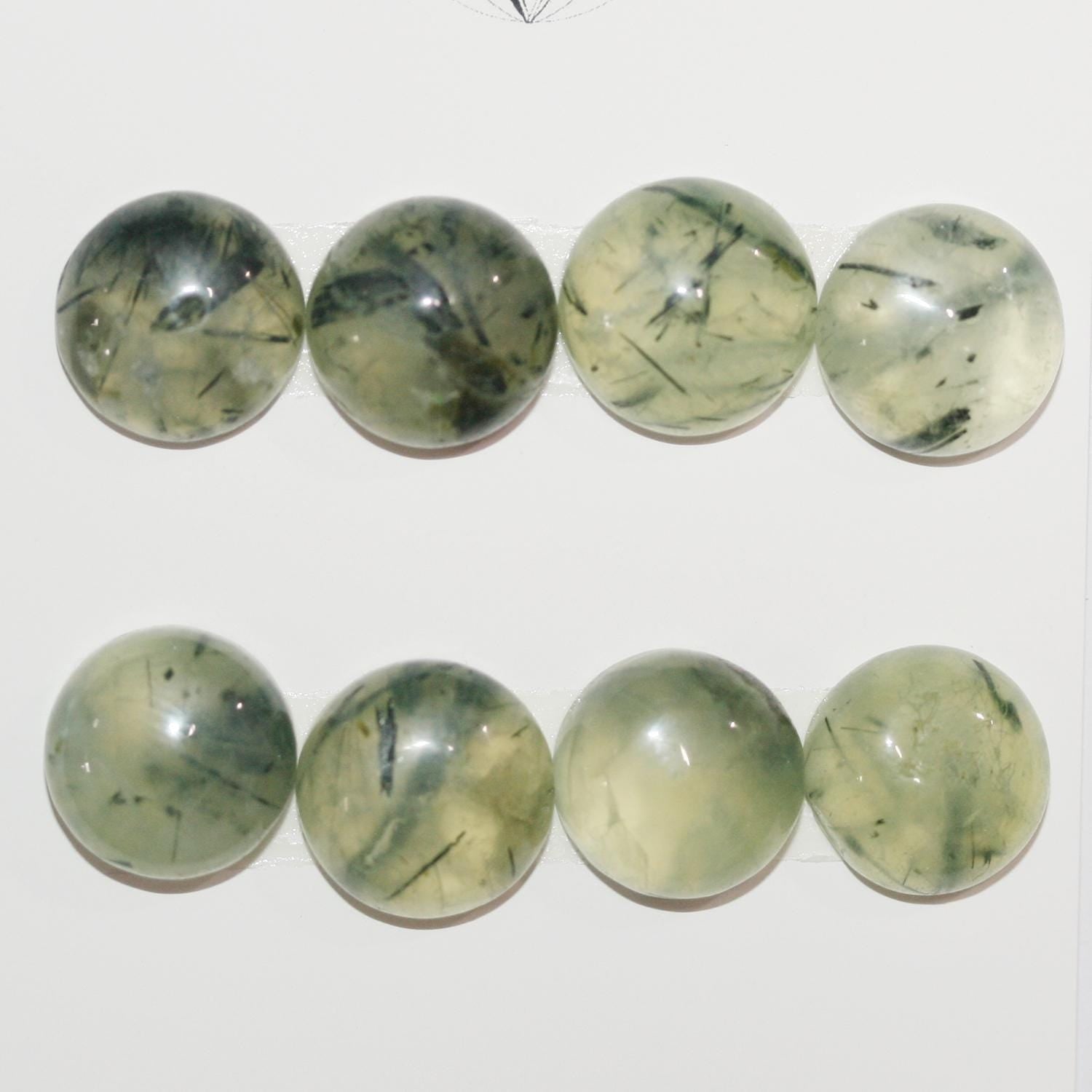 Lote de 8 cabujones redondos de prehnita de 14 mm (8 piezas)