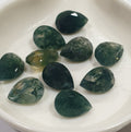 10 Pcs Lot  Moss Agate  5x7mm Faceted Pear Shape Pointed Back  . Natural Stone-Untreated Stone