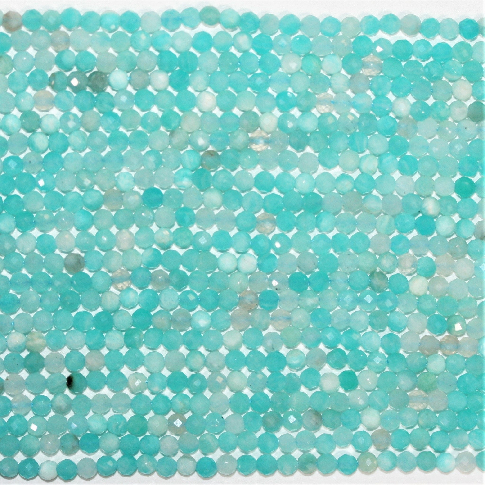 Perles rondes à facettes en amazonite St de 15 pouces, 2,5-3 mm, brin de 39 cm.