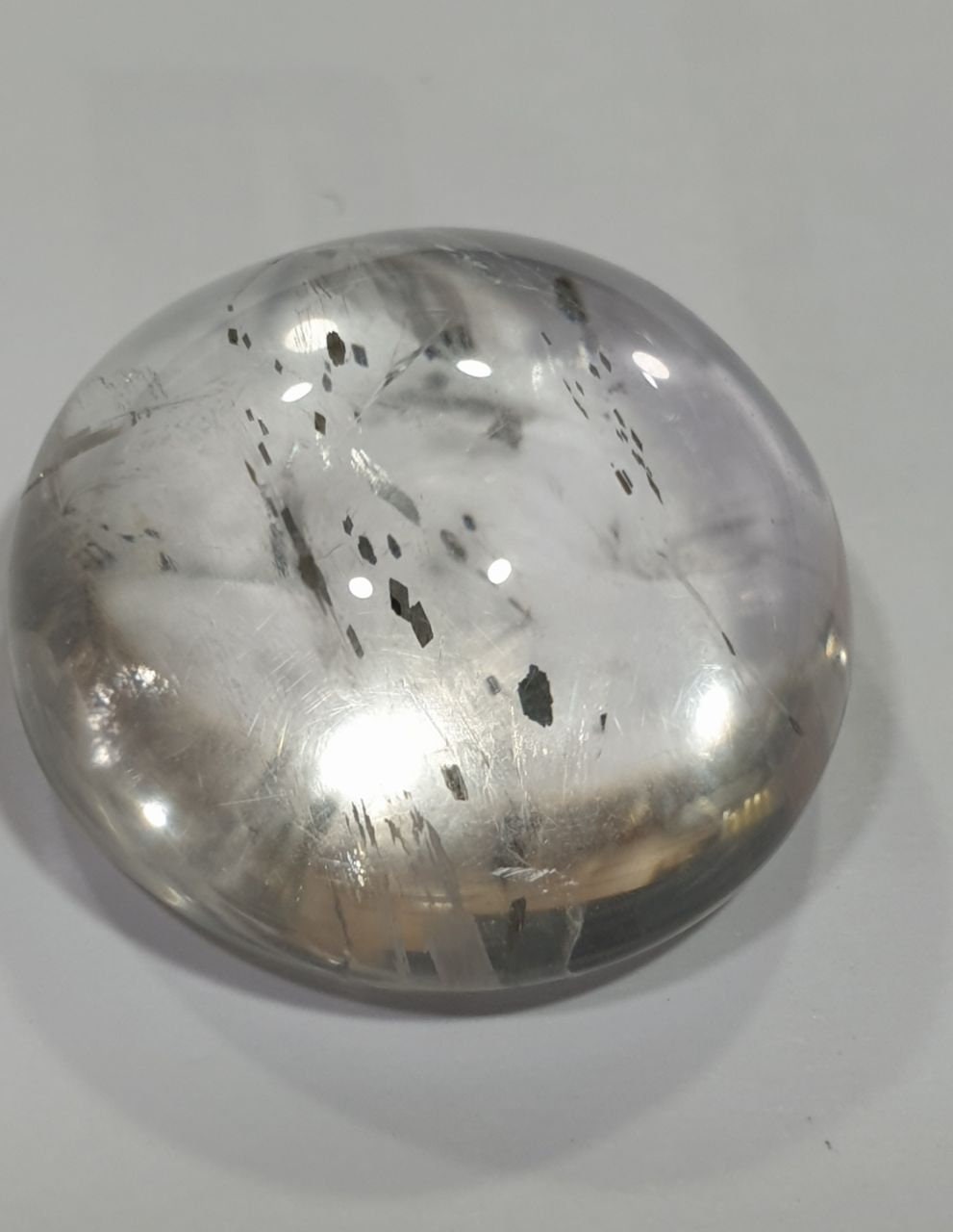 Natural Rare Pyrite  Inclusions Quartz Smooth Round Cabochon 20mm (28.4ct.).Healing Power